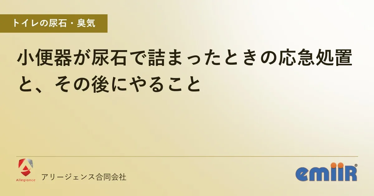 小便器が尿石で詰まったときの応急処置と、その後にやること