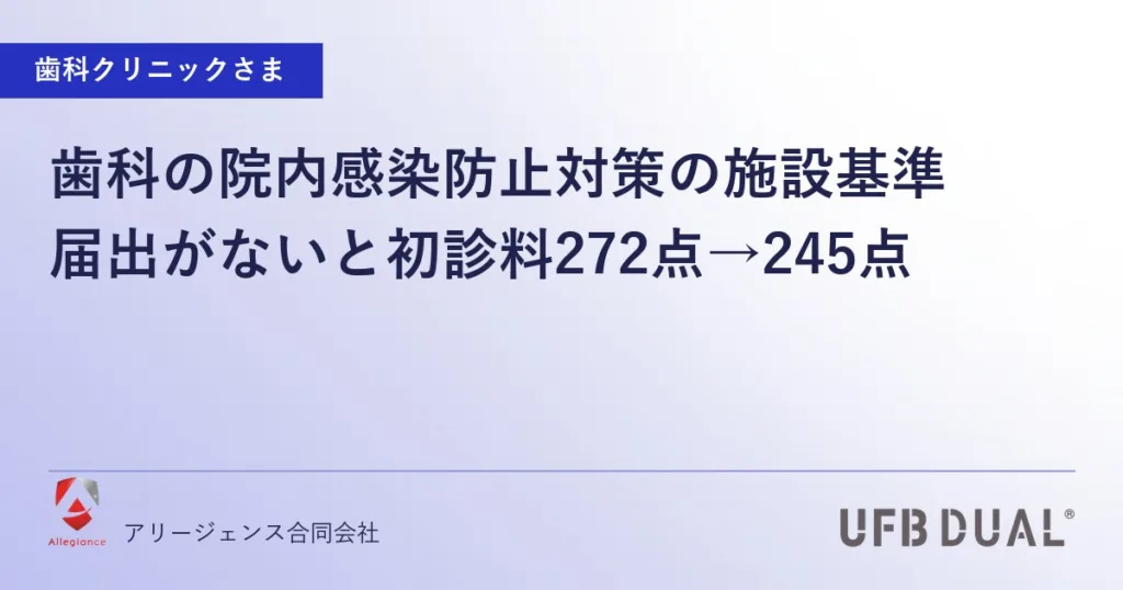 歯科の院内感染防止対策の施設基準｜届出がないと初診料272点→245点